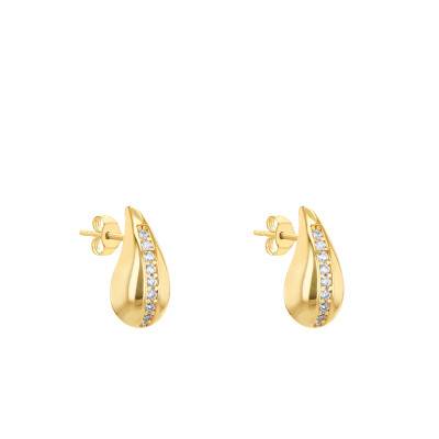 Boucles d'oreilles Larmes en Or Jaune 375 & Zircones Blanches - Emanessence