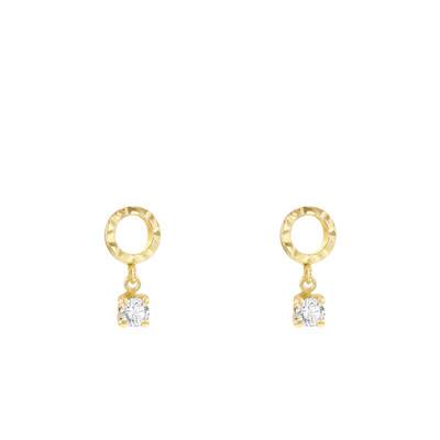 Boucles d'oreilles Diamantées en Or Jaune 375 & Zircones Blanches - Emanessence