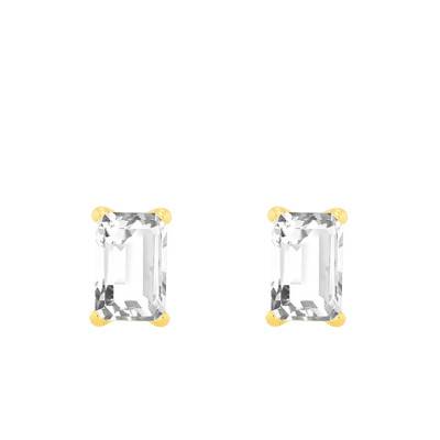Boucles d'oreilles Rectangulaires en Or Jaune 375 & Zircones Blanches - Emanessence