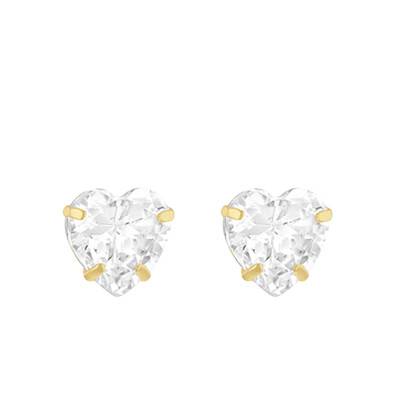Boucles d'oreilles Coeur en Or Jaune 375 & Zircones Blanches - Emanessence