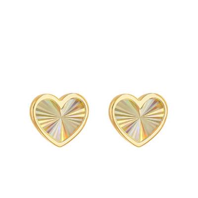 Boucles d'oreilles Coeur Arc en Ciel en Or Jaune 375 - Emanessence