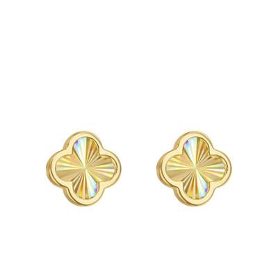 Boucles d'oreilles Trèfle Arc en Ciel en Or Jaune 375 - Emanessence