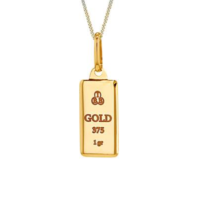 Pendentif Rectangulaire Lingot en Or Jaune 375 - Emanessence