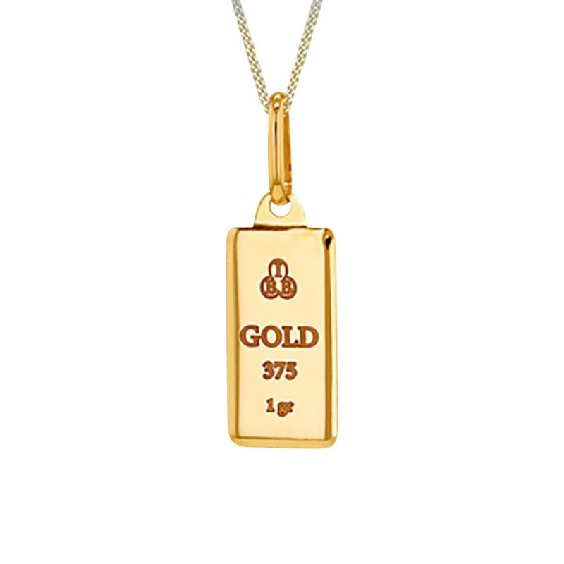 "Yellow Gold Rectangular Ingot Pendant" - Emanessence