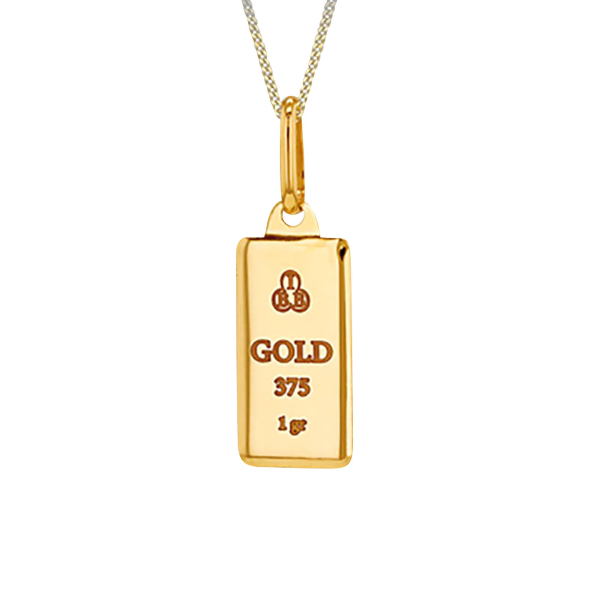 Pendentif Rectangulaire Lingot Or Jaune 375 Emanessence Ocarat