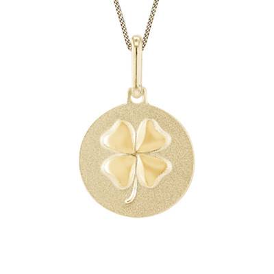 Médaille Ronde Trèfle en Or Jaune 375, Diamètre 15 mm - Emanessence