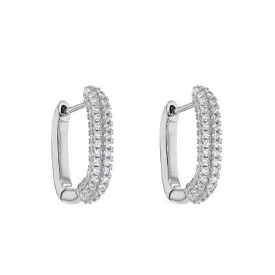 925 Silver White Cubic Zirconia Hoop Earrings - Emanessence