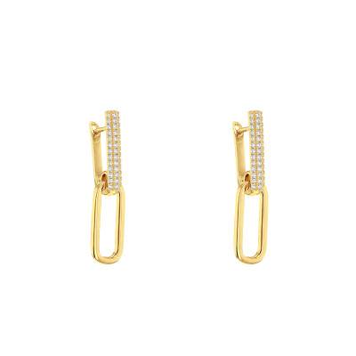 Boucles d'oreilles en Argent Doré & Zircones Blanches - Emanessence