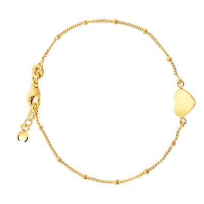 925 Yellow Gold-Plated Silver Heart Bracelet, Length 18 cm to 19 cm - Emanessence