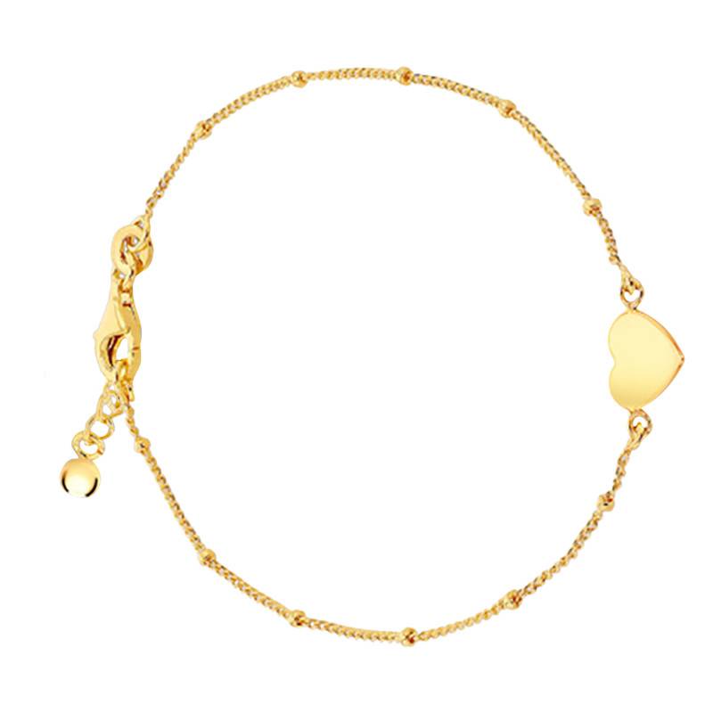 925 Yellow Gold-Plated Silver Heart Bracelet, Length 18 cm to 19 cm - Emanessence
