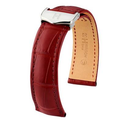 Bracelet Speed Selection Alligator Rouge Bordeaux Mat - Entrecorne 22 mm - Chute 18 mm - Hirsch