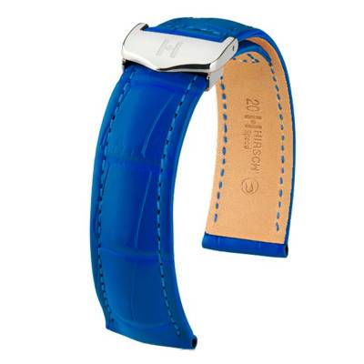 Bracelet Speed Selection Alligator Bleu Roi Mat - Entrecorne 20 mm - Chute 18 mm - Hirsch
