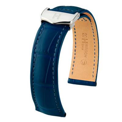 Bracelet Speed Selection Alligator Bleu Mat - Entrecorne 22 mm - Chute 18 mm - Hirsch