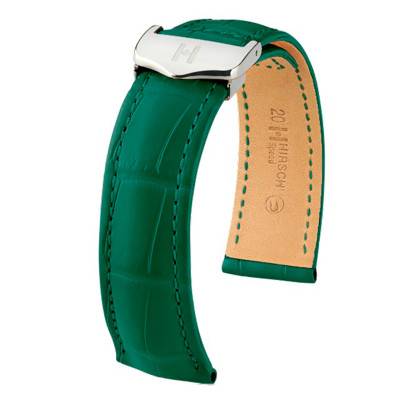 Bracelet Cuir Speed Selection Alligator Vert Foncé Mat 19mm - Hirsch