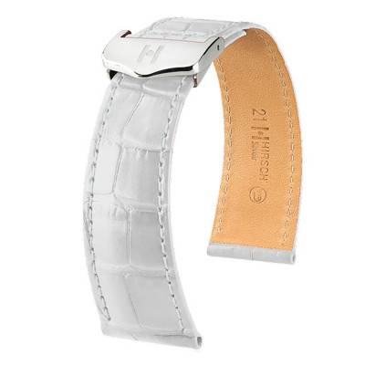 Bracelet Cuir Savoir Selection Alligator Blanc Mat - Hirsch