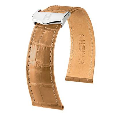 Bracelet Cuir Savoir Selection Alligator Beige Mat - Hirsch