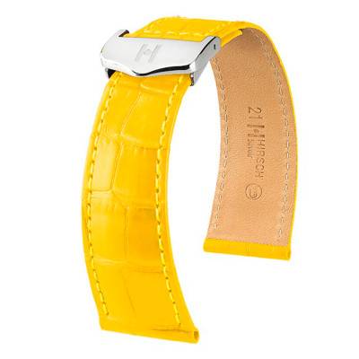 Bracelet Cuir Savoir Selection Alligator Jaune Mat - Hirsch