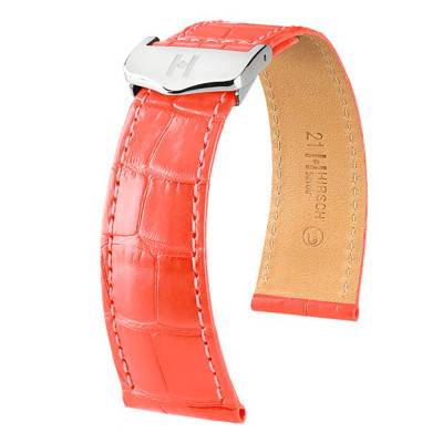 Bracelet Cuir Savoir Selection Alligator Rosa Tourmaline Mat - Hirsch