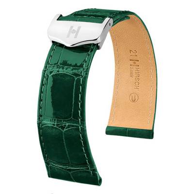 Bracelet Cuir Savoir Selection Alligator Shiny Vert foncé - Hirsch