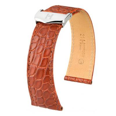 Bracelet Cuir Savoir Alligator Flank Brun Or Mat - Hirsch