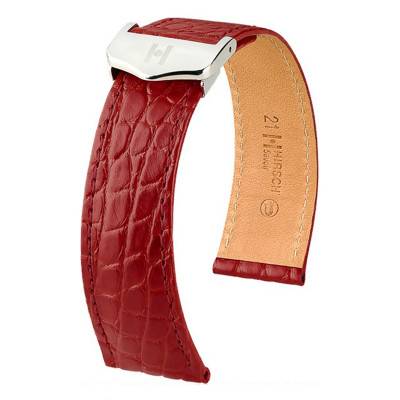 Bracelet Cuir Savoir Selection Alligator Flank Bordeaux mat 07370469 - Hirsch