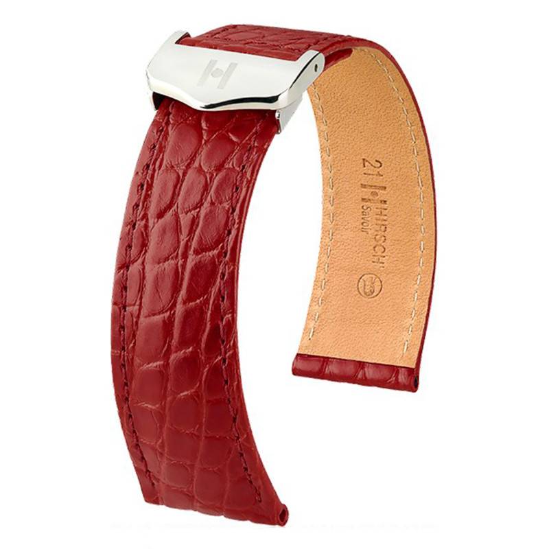 Matte Bordeaux Alligator Flank Savoir Selection Leather Watch Strap 07370469 - Hirsch
