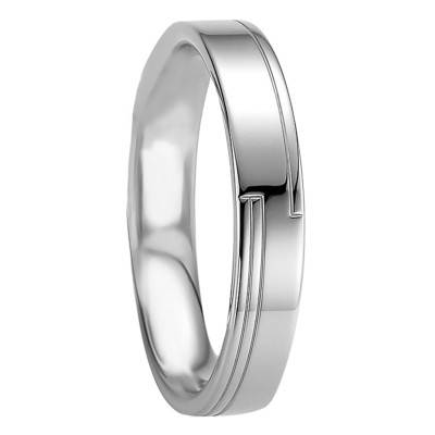 Alliance Ruban Confort Olympe en Argent 925, Largeur 4,5 mm - Breuning