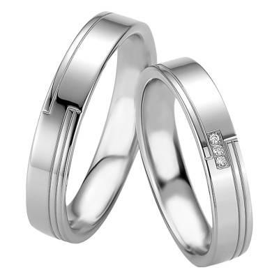 Alliance Ruban Confort Olympe en Argent 925, Largeur 4,5 mm - Breuning