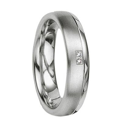 Argosas 925 Silver & Diamond Half Eternity Band - Comfort Fit - Breuning
