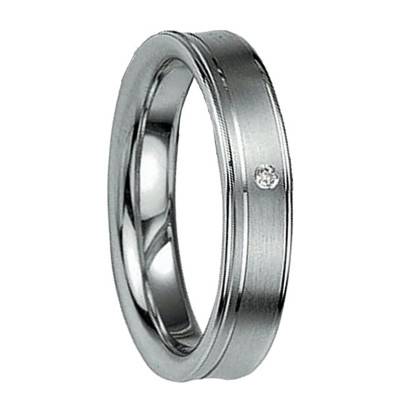 925 Silver & Diamond Concave Comfort Lindosos Wedding Ring - Breuning