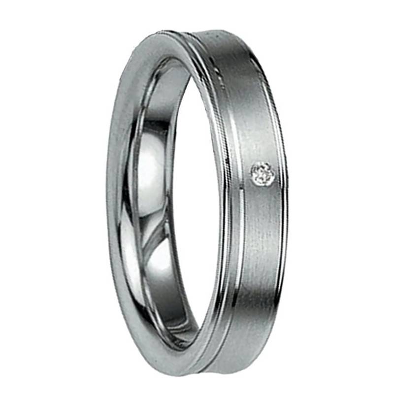 925 Silver & Diamond Concave Comfort Lindosos Wedding Ring - Breuning