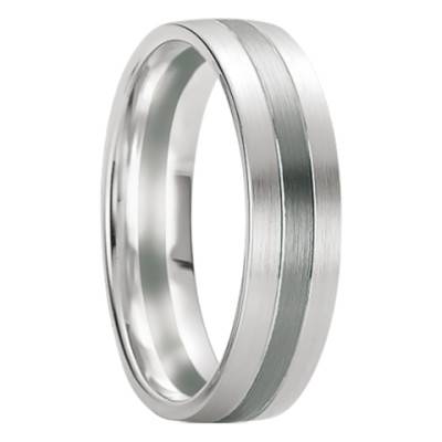 750/1000 White Gold Ios Half-Dome Comfort-Fit Wedding Ring - Breuning