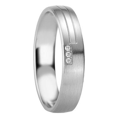 Varnous 925 Silver & Diamond Comfort-Fit Half-Dome Wedding Ring - Breuning