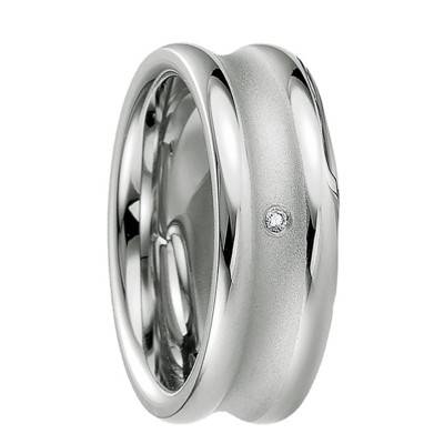 925 Silver & Diamond Corinthe Concave Comfort-Fit Wedding Ring - Breuning