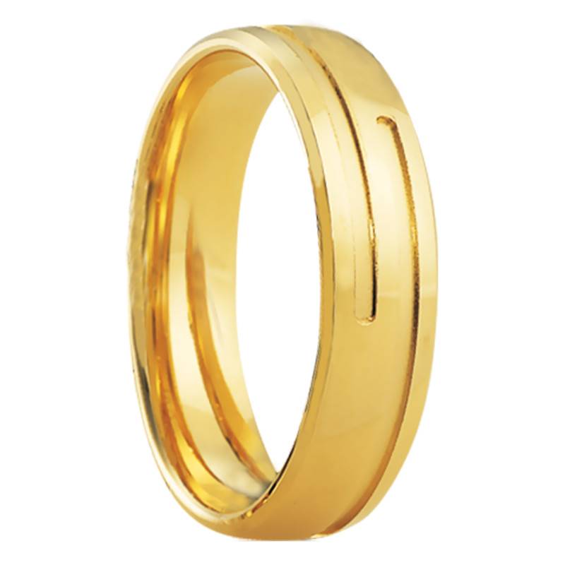 Sirna 750 Yellow Gold Half-Domed Comfort-Fit Wedding Ring - Breuning