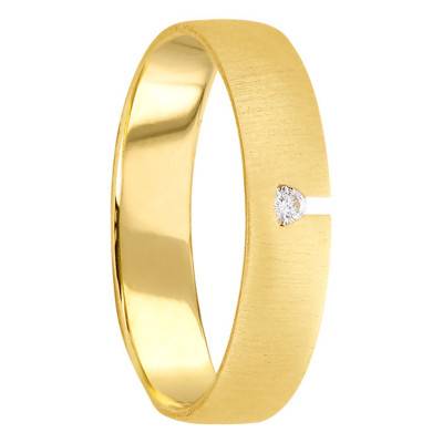 Alimia 750 Yellow Gold & Diamond 0.03 ct Half-Domed Comfort-Fit Wedding Ring, Width 4.5 mm - Breuning
