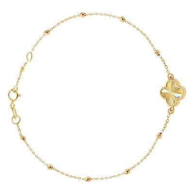 Bracelet Trèfle Arc en Ciel en Or Jaune 375, Longueur 18 à 19 cm - Emanessence
