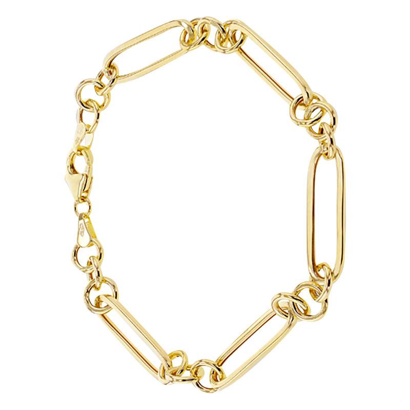 375 Yellow Gold Hollow Fancy Link Bracelet, Length 19 cm, Width 6.50 mm - Emanessence