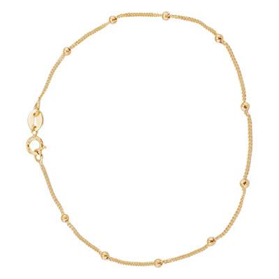 "Yellow Gold Curb Chain & Beads Bracelet, Length 18 cm, Width 0.70 mm" - Emanessence