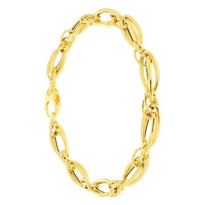 Bracelet Double Ovale Torsadé en Or Jaune 375, Longueur 19 cm, Largeur 6 mm - Emanessence