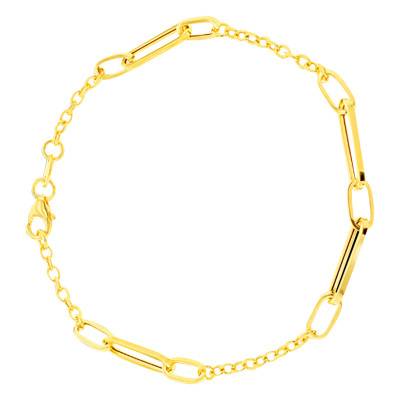 Bracelet Ovale en Or Jaune 375, Longueur 19 cm Ajustable, Largeur 1,20 mm - Emanessence