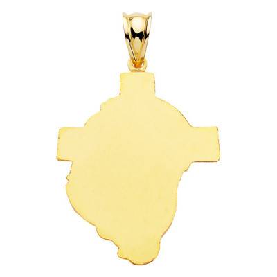 750/1000 Yellow Gold Cross and Portrait of Christ Pendant - Lumiosa