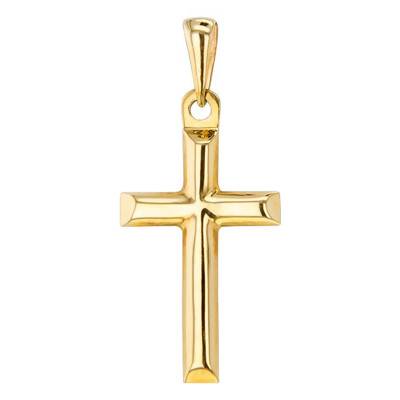 Croix Bombée Biseautée Creuse Or Jaune 375 - Vandona