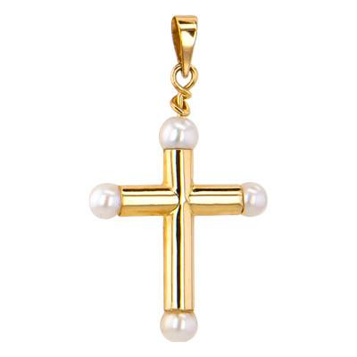 Croix Creuse Perles de Nacre Or Jaune 375 - Vandona