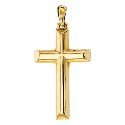 Croix Bombée Biseautée Creuse Or Jaune 750 - Vandona