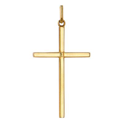 Croix Lisse Fil Carré Or Jaune 750 - Vandona