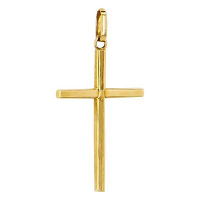 Croix Lisse Fil Carré Or Jaune 750 - Vandona