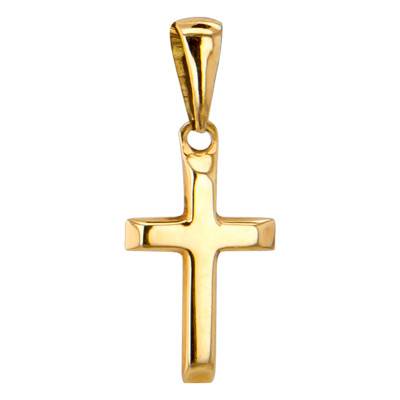 Croix Bombée Lisse Or Jaune 750 - Vandona