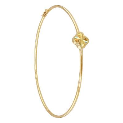 Bracelet Jonc Trèfle Arc en Ciel en Or Jaune 375 - Emanessence