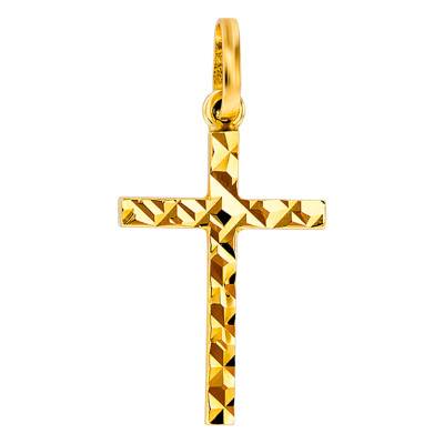 Croix Facettée Polie 15 x 10,5 mm Or Jaune 750 - Vandona